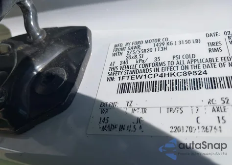 2017 Ford F-150 Xl из США, поврежденный, VIN 1FTEW1CP4HKC89824